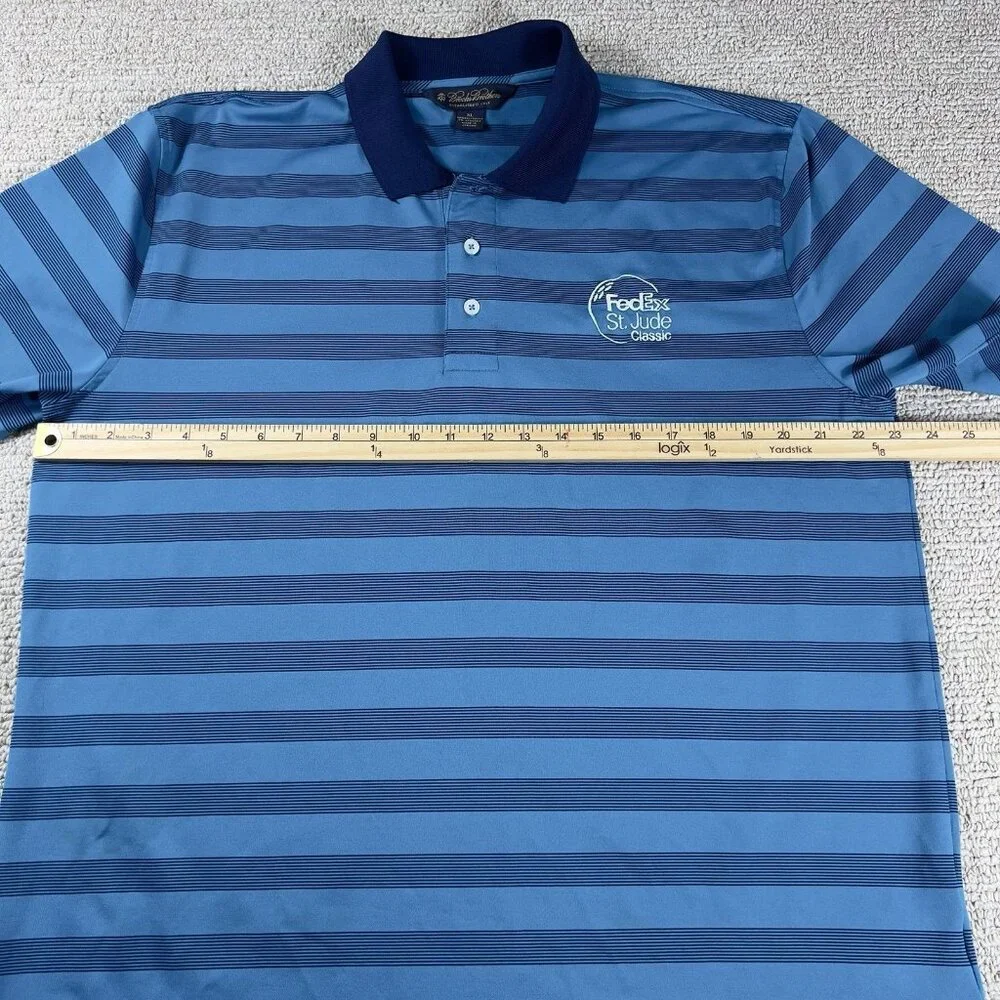 Brooks Brothers FedEx St. Jude Classic Striped Polo Shirt Blue Men’s Size XL - Picture 6 of 8